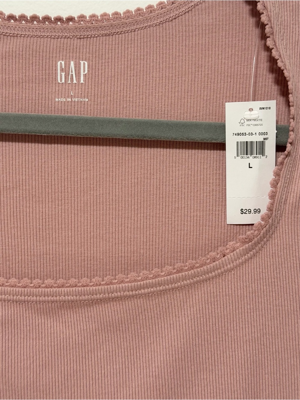 GAP Women's Short-Sleeve Ribbed Scoop Top - Rose - Picture 4 of 5